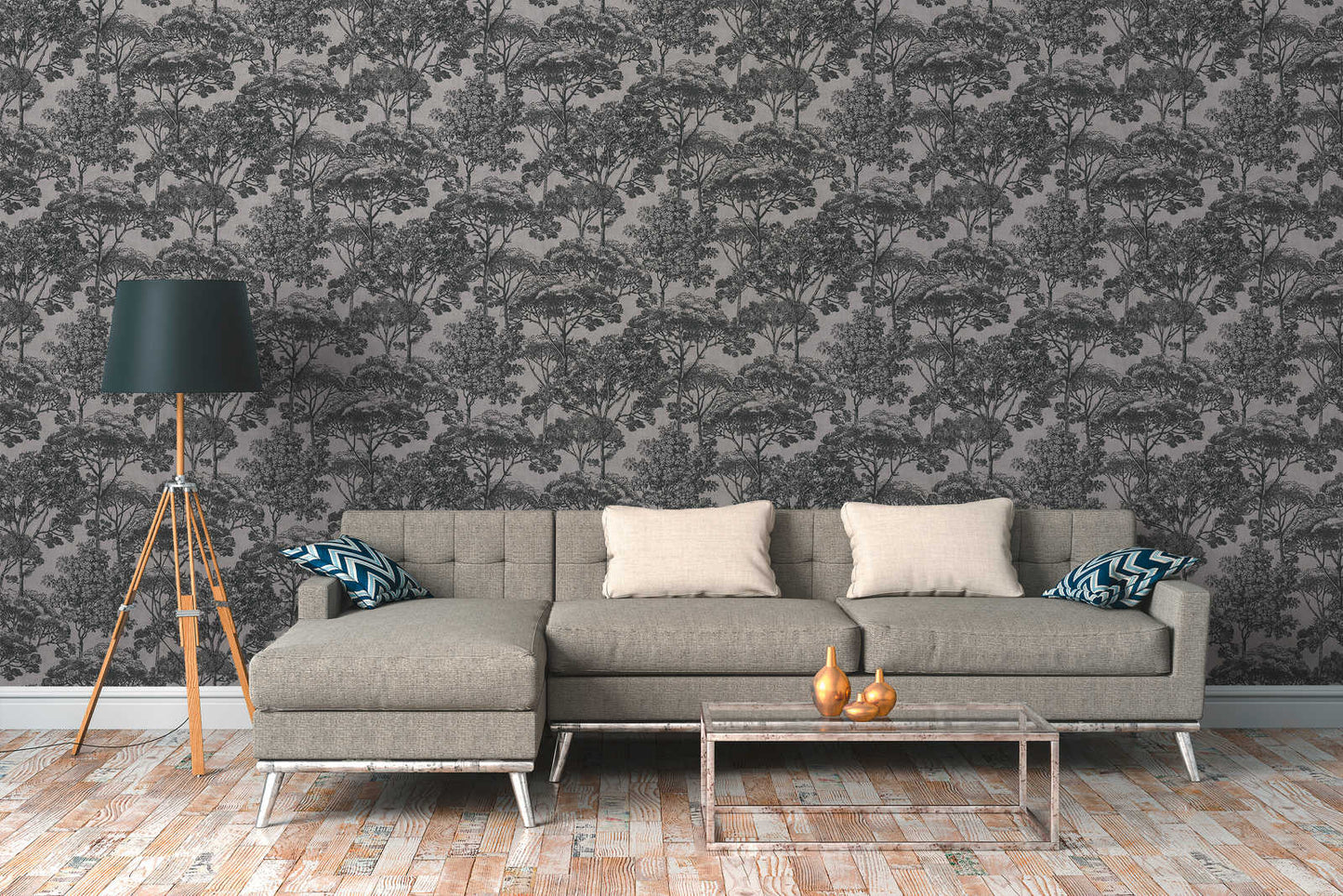 A.S. Creation Tapete Vlies Natur Bäume Grau Schwarz 38023-3