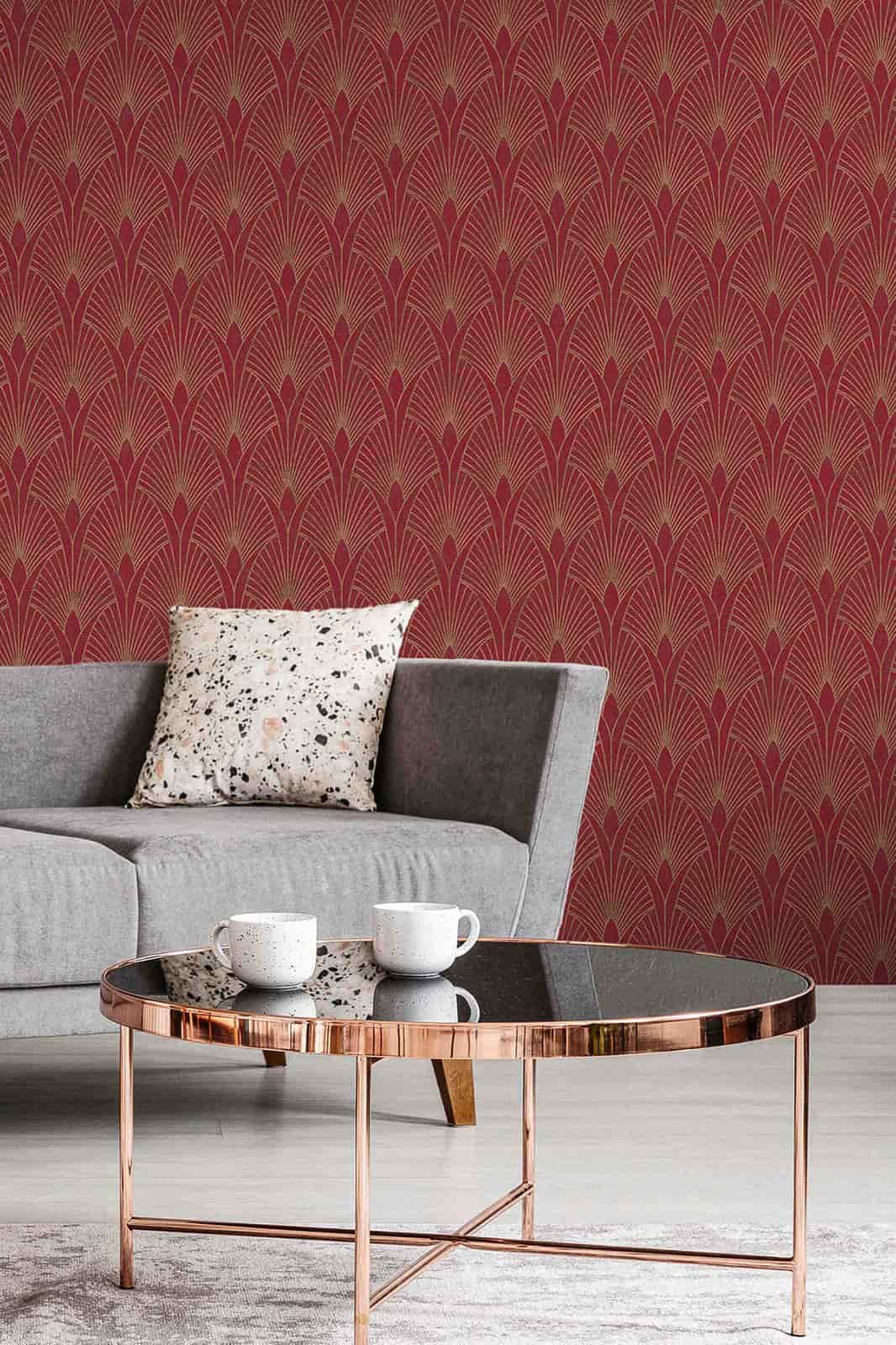  Tapete Vlies New Walls Retro Rot Gold Metallic 37427-4