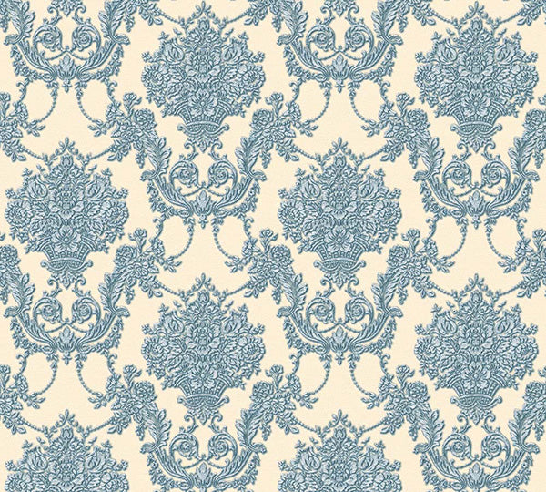 A.S. Creation Tapete Vlies Ornament Beige Blau Glanz AS Creation 34492-6