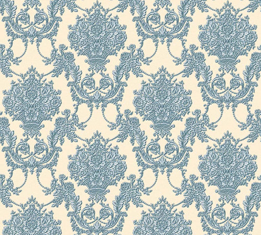 A.S. Creation Tapete Vlies Ornament Beige Blau Glanz AS Creation 34492-6