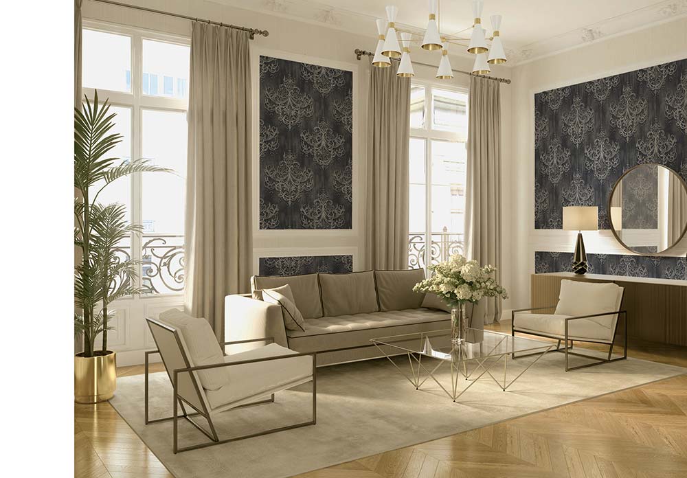  Tapete Vlies Ornamente Barock Anthrazit Gold 38096-4