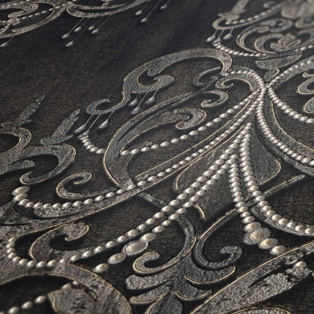 Tapete Vlies Ornamente Barock Anthrazit Gold 38096-4