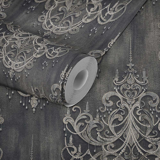  Tapete Vlies Ornamente Barock Anthrazit Gold 38096-4