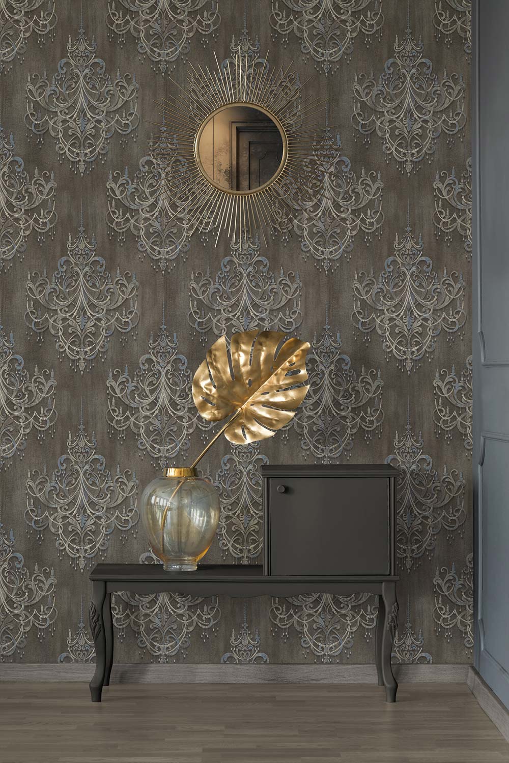  Tapete Vlies Ornamente Barock Braun Blau Weiss 38096-1
