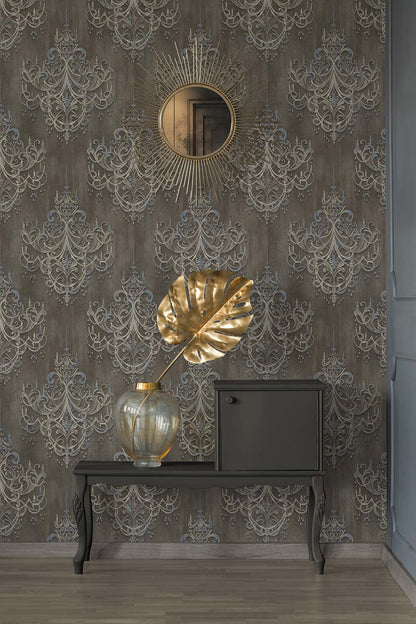  Tapete Vlies Ornamente Barock Braun Blau Weiss 38096-1