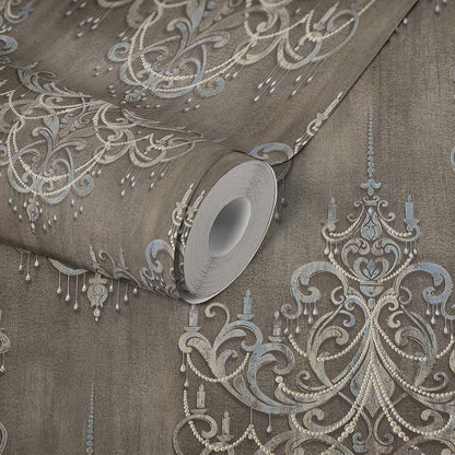  Tapete Vlies Ornamente Barock Braun Blau Weiss 38096-1