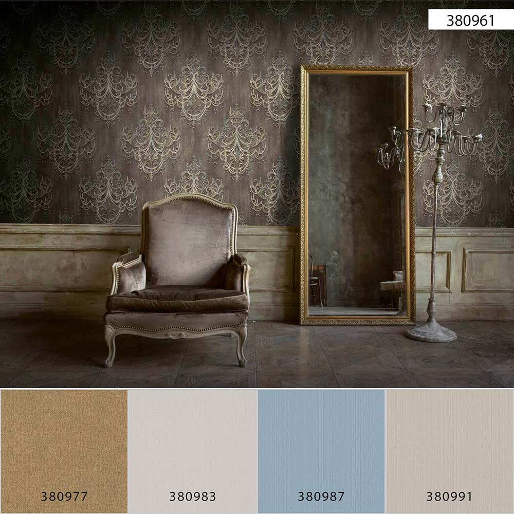  Tapete Vlies Ornamente Barock Braun Blau Weiss 38096-1