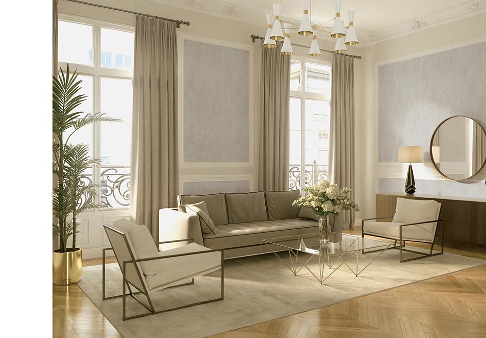  Tapete Vlies Ornamente Barock Greige Silber 38096-2