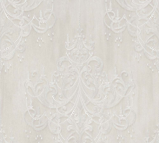  Tapete Vlies Ornamente Barock Greige Silber 38096-2