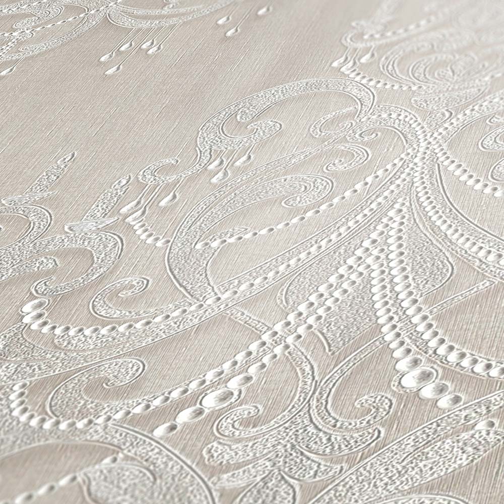  Tapete Vlies Ornamente Barock Greige Silber 38096-2