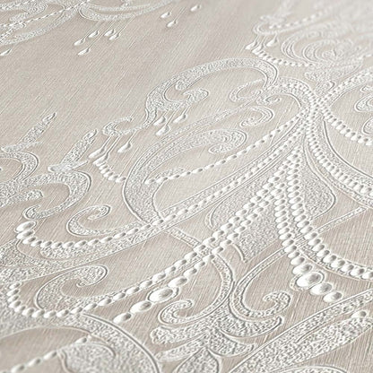  Tapete Vlies Ornamente Barock Greige Silber 38096-2