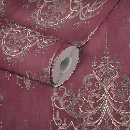  Tapete Vlies Ornamente Barock Rot Rosa Gold 38096-3