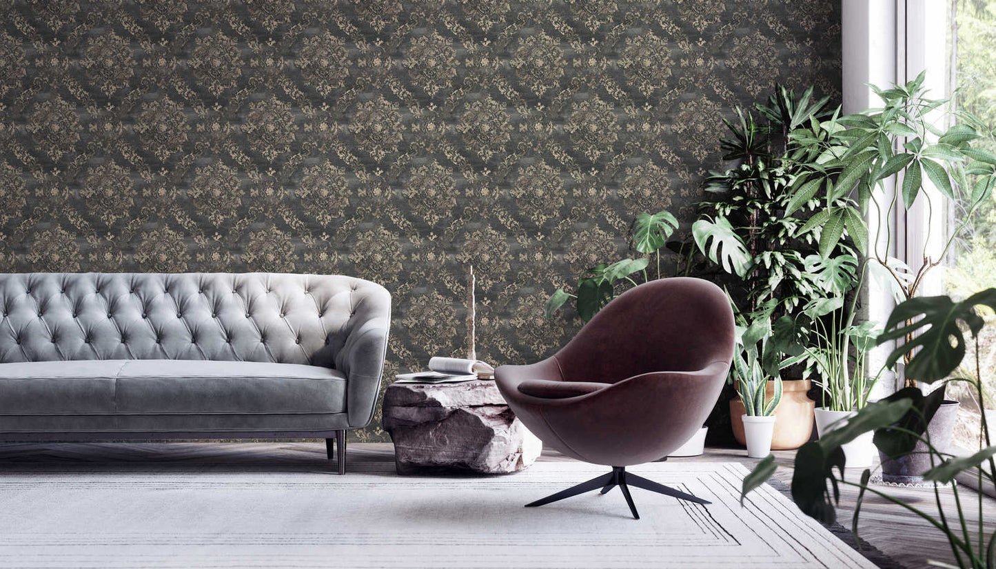 A.S. Creation Tapete Vlies Ornamente Anthrazit Beige 38707-4