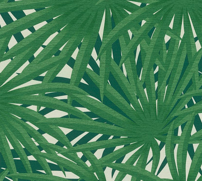  Tapete Vlies Palme Blätter Weiß Grün Glitzer 37861-3