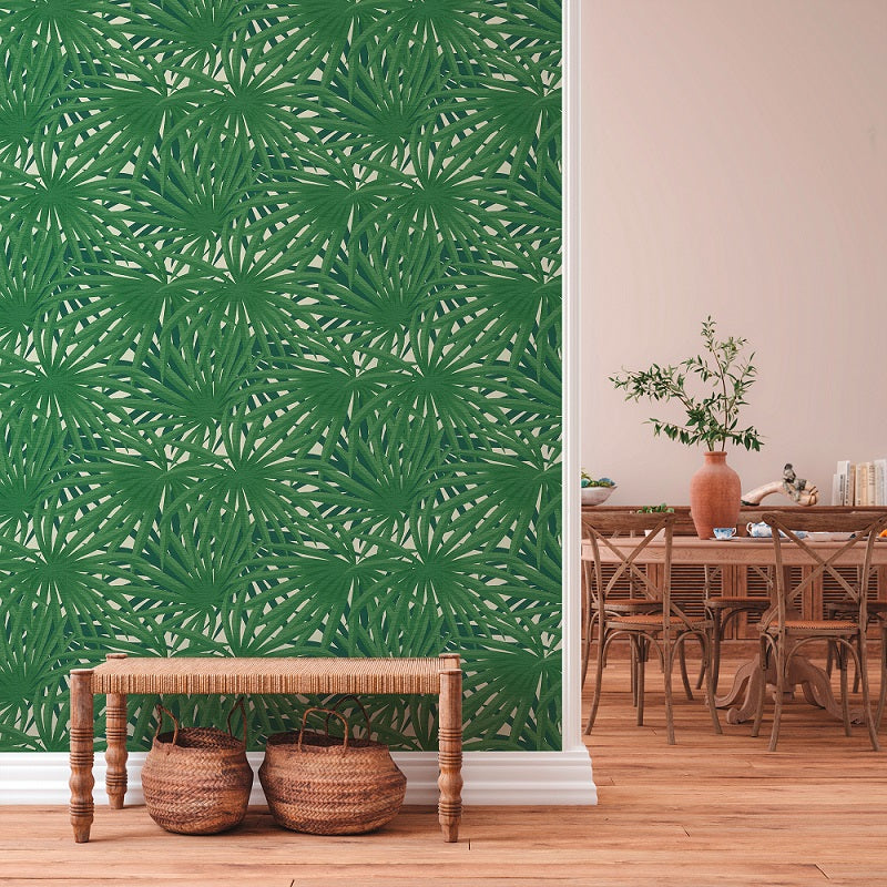  Tapete Vlies Palme Blätter Weiß Grün Glitzer 37861-3