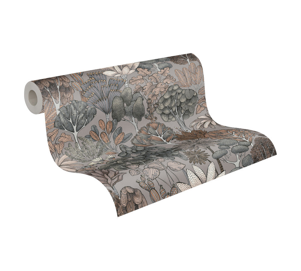  Tapete Vlies Palmen Floral Grau Beige Weiß 37757-4