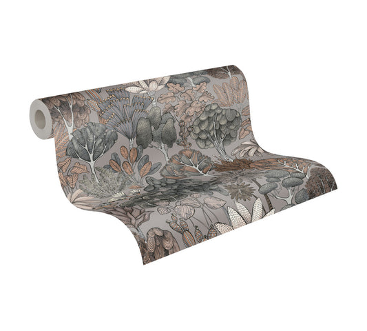 Tapete Vlies Palmen Floral Grau Beige Weiß 37757-4