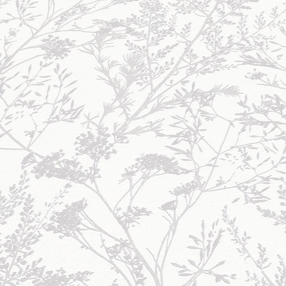  Tapete Vlies Pflanzen Floral Weiß Silber 10251-01