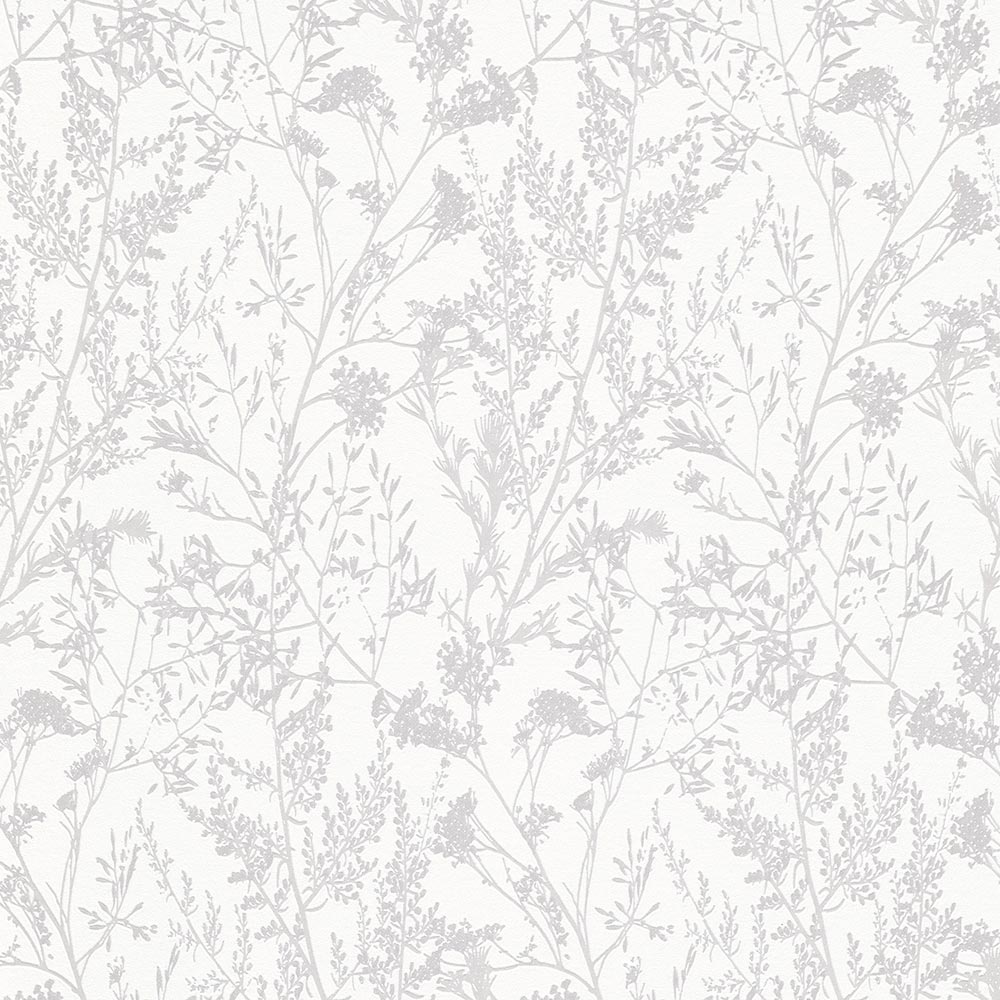  Tapete Vlies Pflanzen Floral Weiß Silber 10251-01