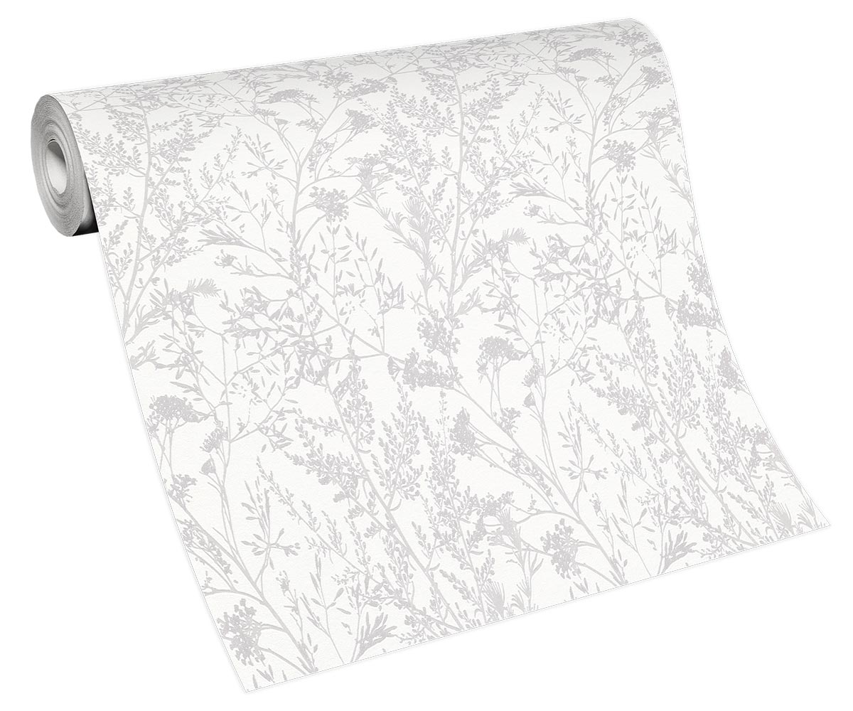  Tapete Vlies Pflanzen Floral Weiß Silber 10251-01