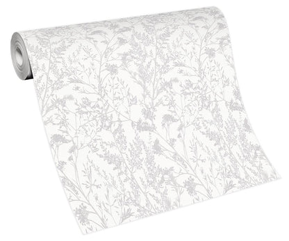  Tapete Vlies Pflanzen Floral Weiß Silber 10251-01