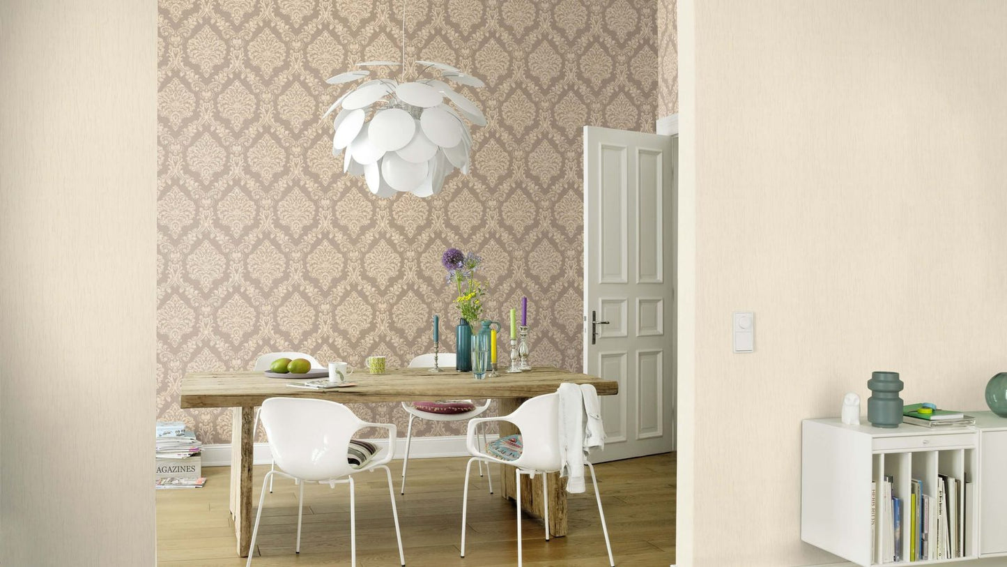  Tapete Vlies Rasch Einfarbig Striche Beige Glanz 539257