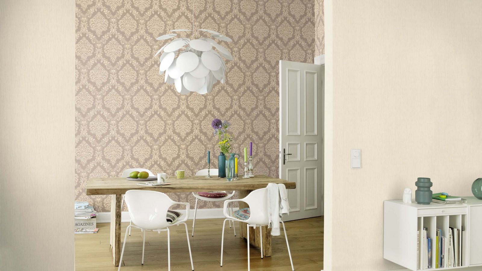  Tapete Vlies Rasch Einfarbig Striche Beige Glanz 539257