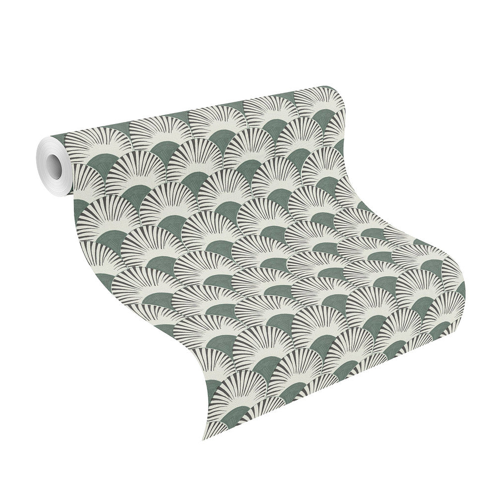  Tapete Vlies Rasch Fächer Japan Weiß Grün 539325