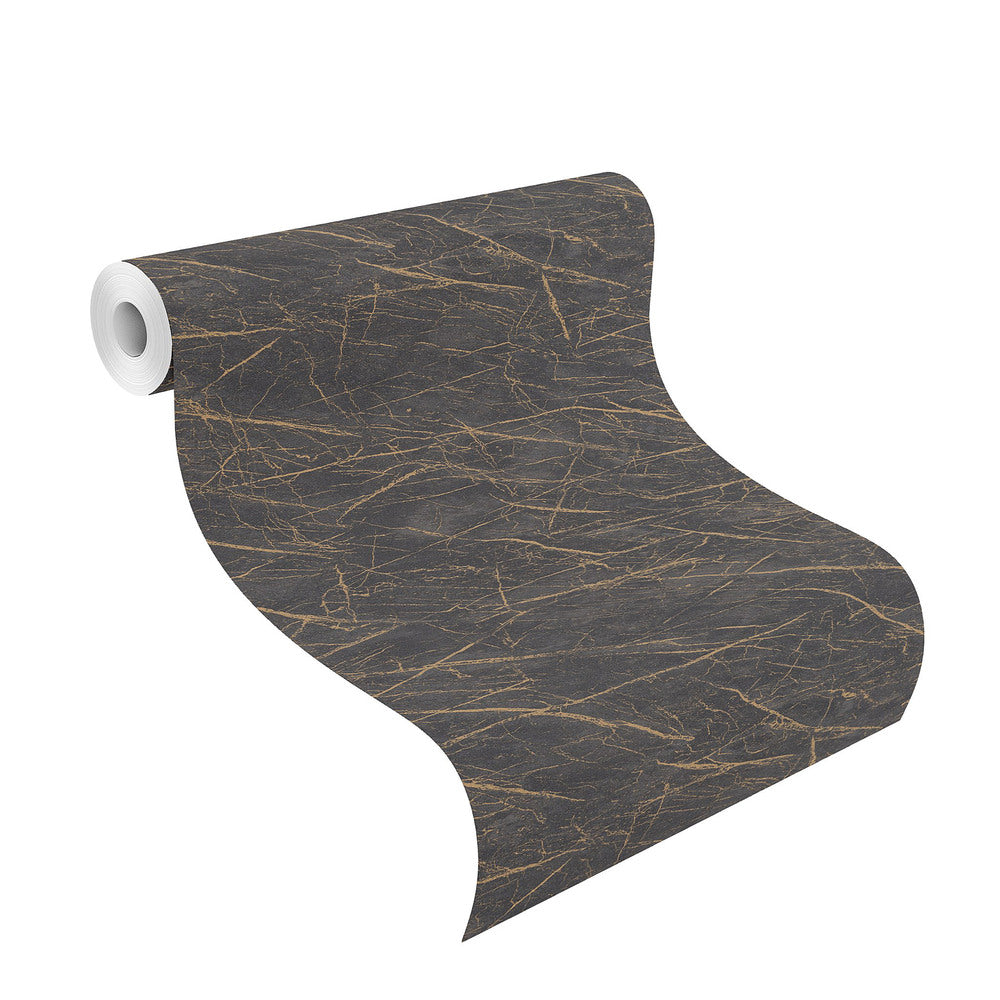  Tapete Vlies Rasch Marmor Schwarz Gold Metallic 428964