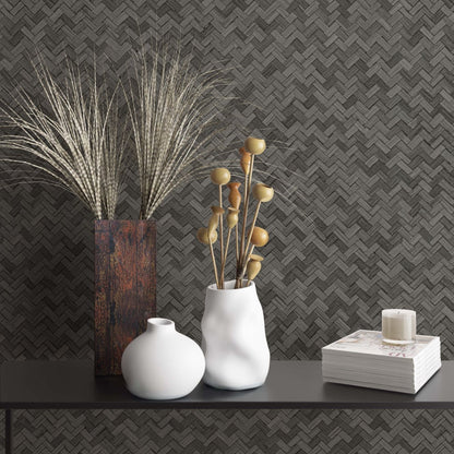  Tapete Vlies Rattan Bast Holz Anthrazit 33310