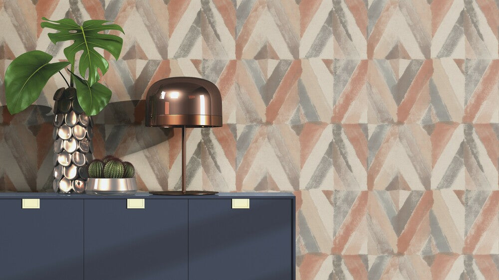  Tapete Vlies Raute Ethno Orange-rot Beige Rasch 704020