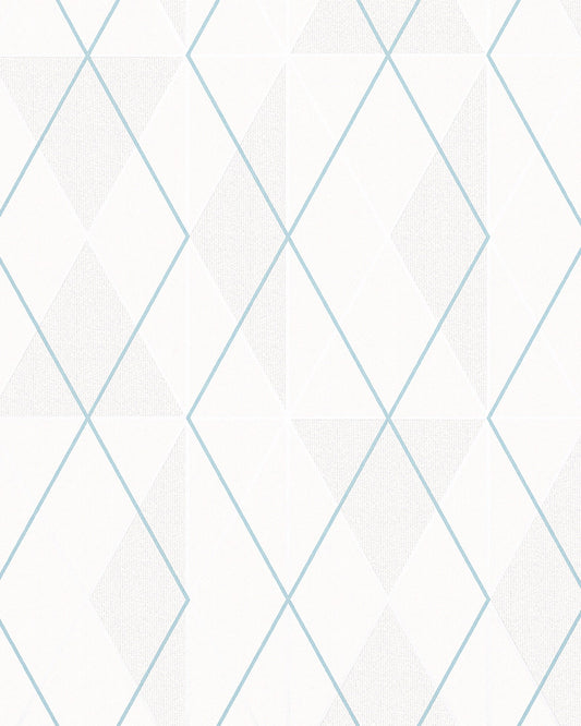  Tapete Vlies Rauten Grafik Weiß Blau Beige Glanz 6737-90