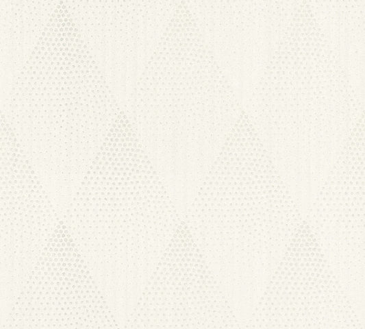  Tapete Vlies Rautenformen Grauweiß Glitzer 37419-2