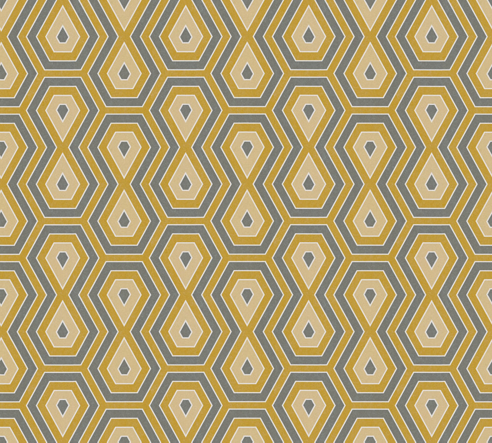  Tapete Vlies Retro Grafisch Gelb Grau Weiß 37707-4