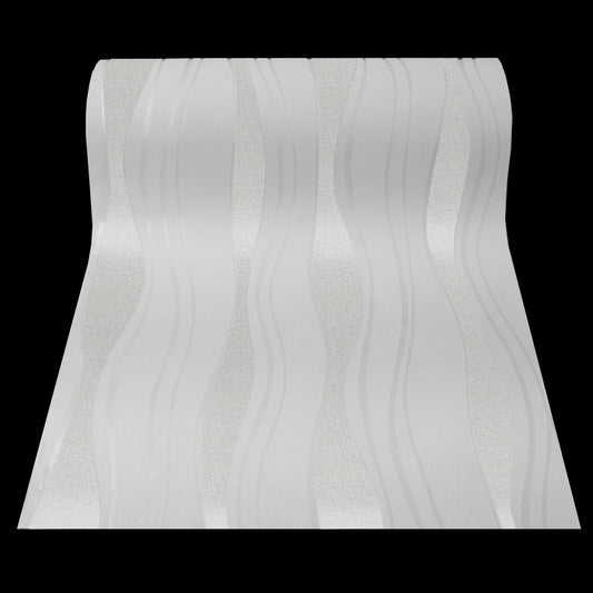  Tapete Vlies Retro Welle Design Glitzer Weiss 13191-20