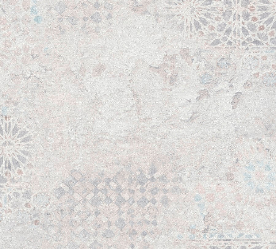  Tapete Vlies Spanische Fliesen Grau Creme Grün 37858-3
