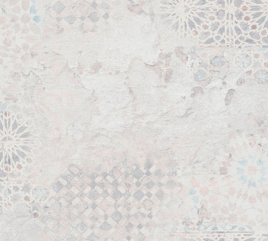  Tapete Vlies Spanische Fliesen Grau Creme Grün 37858-3