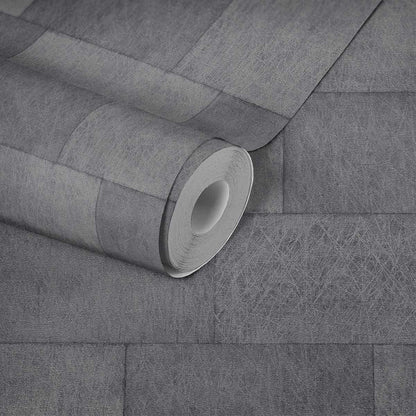  Tapete Vlies Stein-Wand Anthrazit Glanz 38201-6