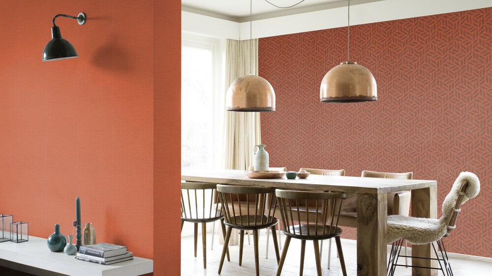  Tapete Vlies Uni Textilstruktur Orange-rot Rasch 700497