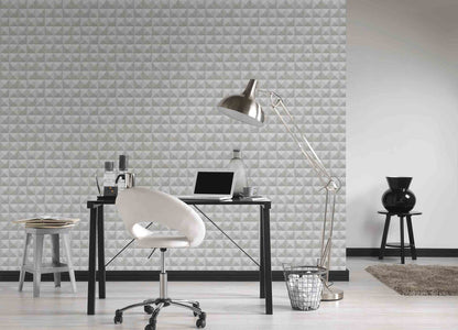  Tapete Vlies Vierecke 3D-Optik Hellgrau 36275-2