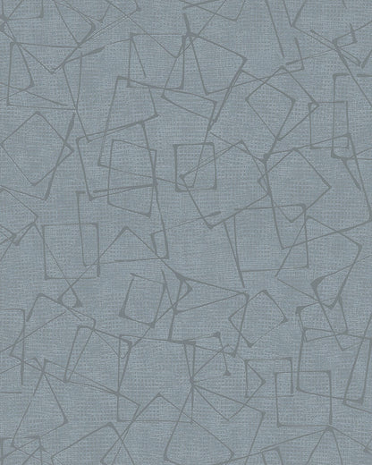  Tapete Vlies Vierecke Grafik Blaugrau Silber Glanz 6745-30