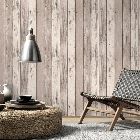  Tapete Vlies Vintage Holz-Optik Beige Creme 10200-11