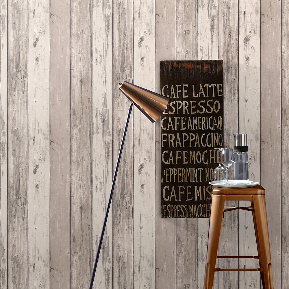  Tapete Vlies Vintage Holz-Optik Beige Creme 10200-11