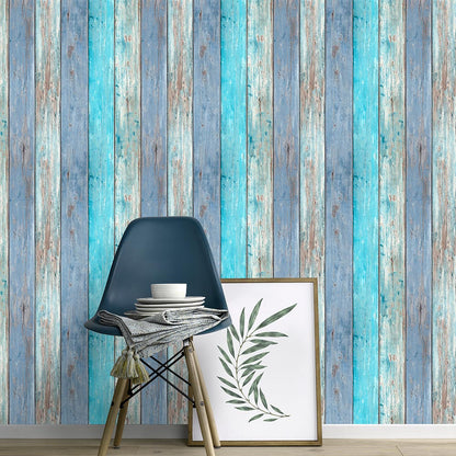  Tapete Vlies Vintage Holz-Optik Blau Braun 10200-08