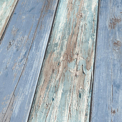  Tapete Vlies Vintage Holz-Optik Blau Braun 10200-08