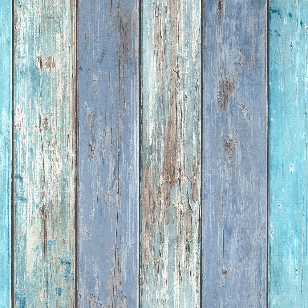  Tapete Vlies Vintage Holz-Optik Blau Braun 10200-08