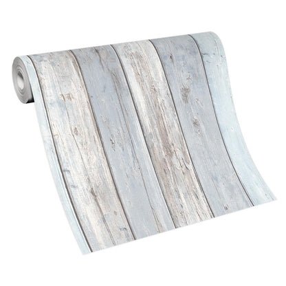  Tapete Vlies Vintage Holz-Optik Hellblau Grau 10200-10