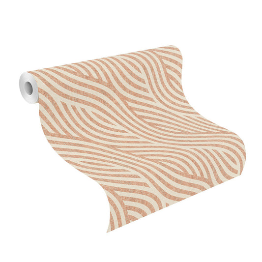  Tapete Vlies Wellen-Design Rot-orange Beige Rasch 704549