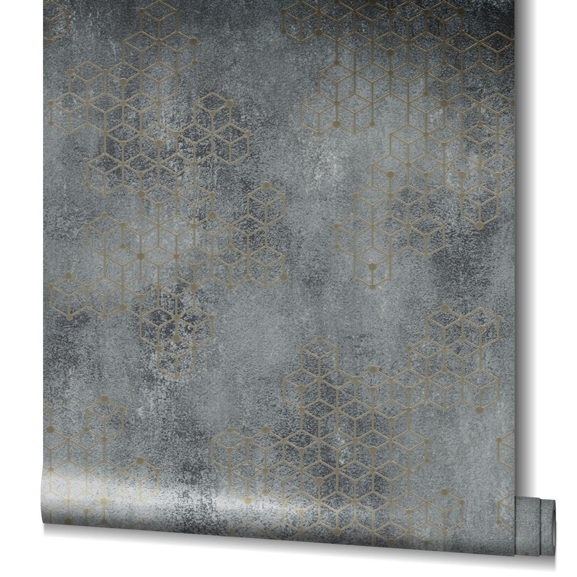  Tapete Vlies Würfel Putz Blau-grau Glanz Novamur 82240