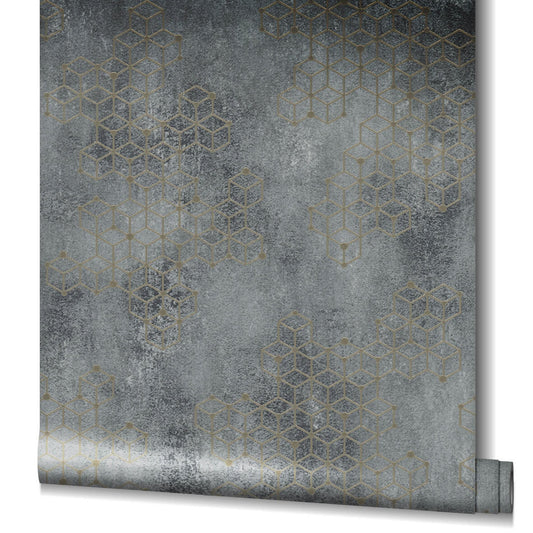  Tapete Vlies Würfel Putz Blau-grau Glanz Novamur 82240
